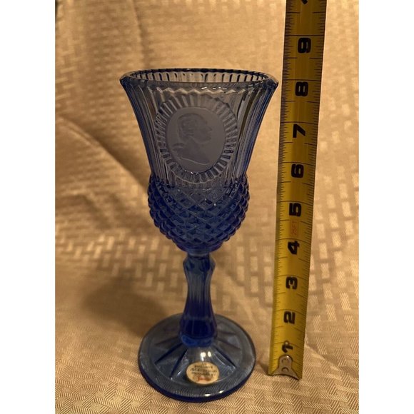 Fostoria Cobalt Blue George Washington Vintage Avon Stemmed Goblet - Picture 5 of 6